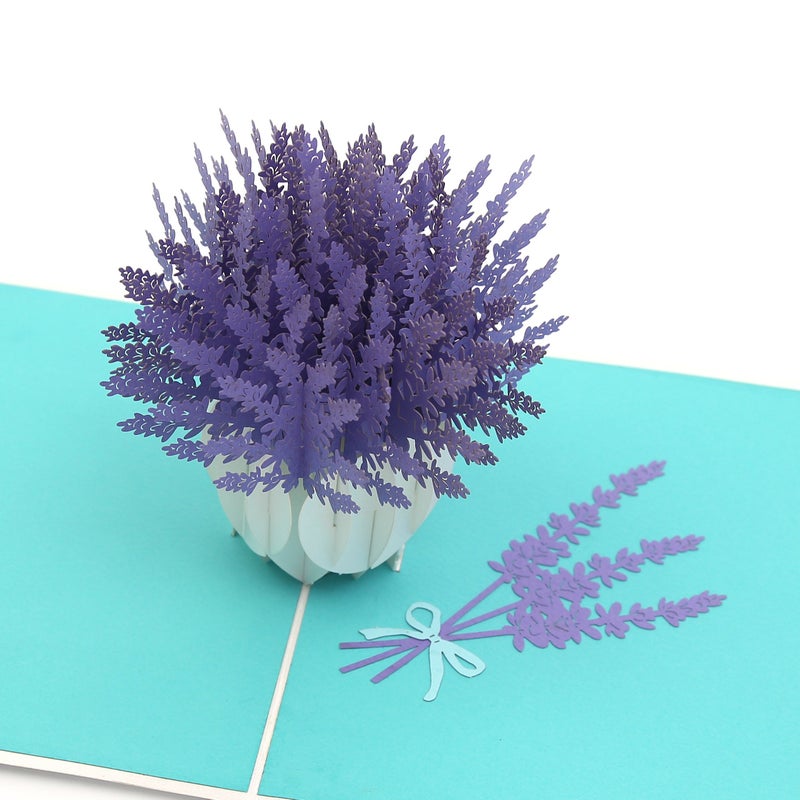Liif Lavender Blooms Pop Up Card, 3D Flower Greeting Card, Pop Up Card for All Occasions, Birthday, Mother's Day, Anniversary, Wedding, Congratulations, Get Well Card, Handmade Gift - Image 4